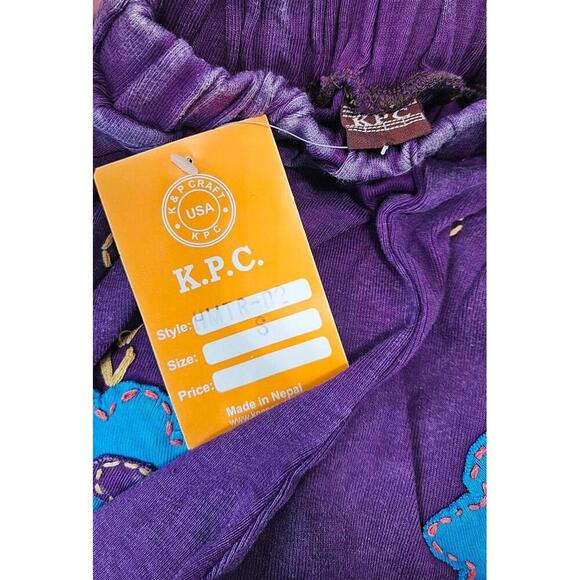 K.P.C. Colorful Handmade Purple Bohemian Floral Embroidered Pants Small - Picture 9 of 10